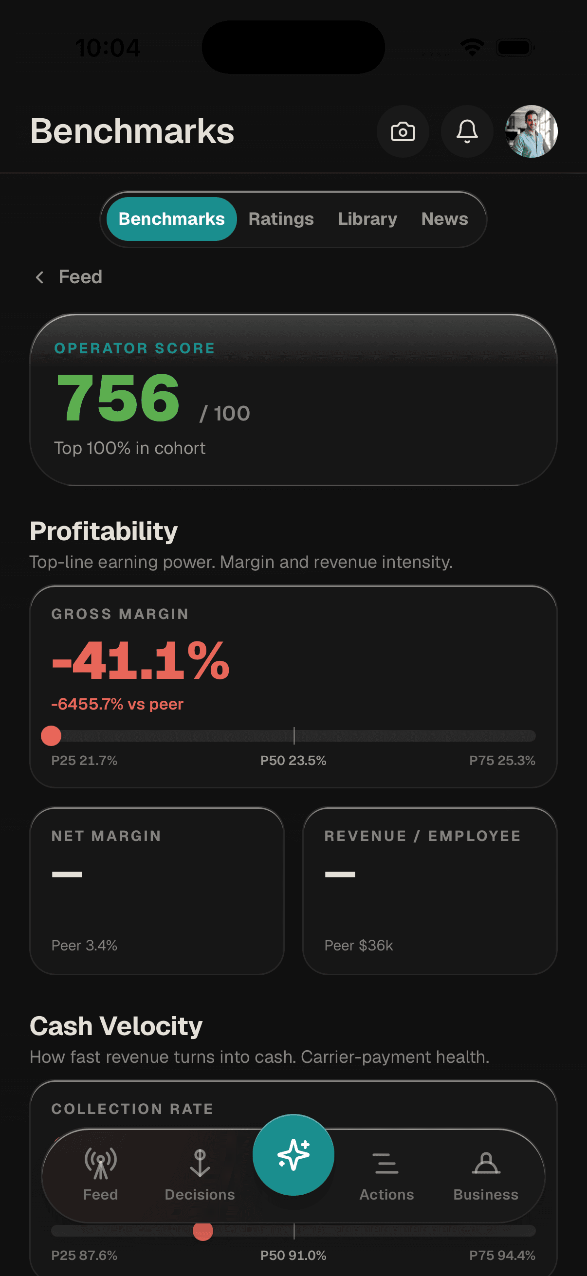Benchmarks in the Verinode IQ app on a phone